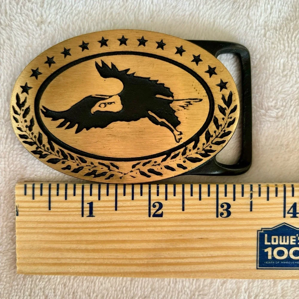 Tech Ether Guild Belt Buckle‎ 1975 Bald Eagle Brass Vintage Western USA Classic